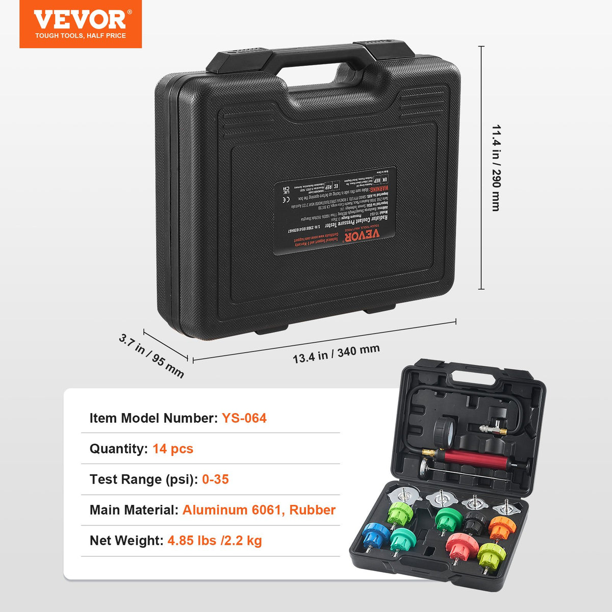 Hippe Radiator Radiator Pressure Tester Kit | 14-Piece Coolant System Test Set with S ...