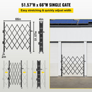Folding Security Gate | Single 48"H x 66"W Steel Scissor Gate