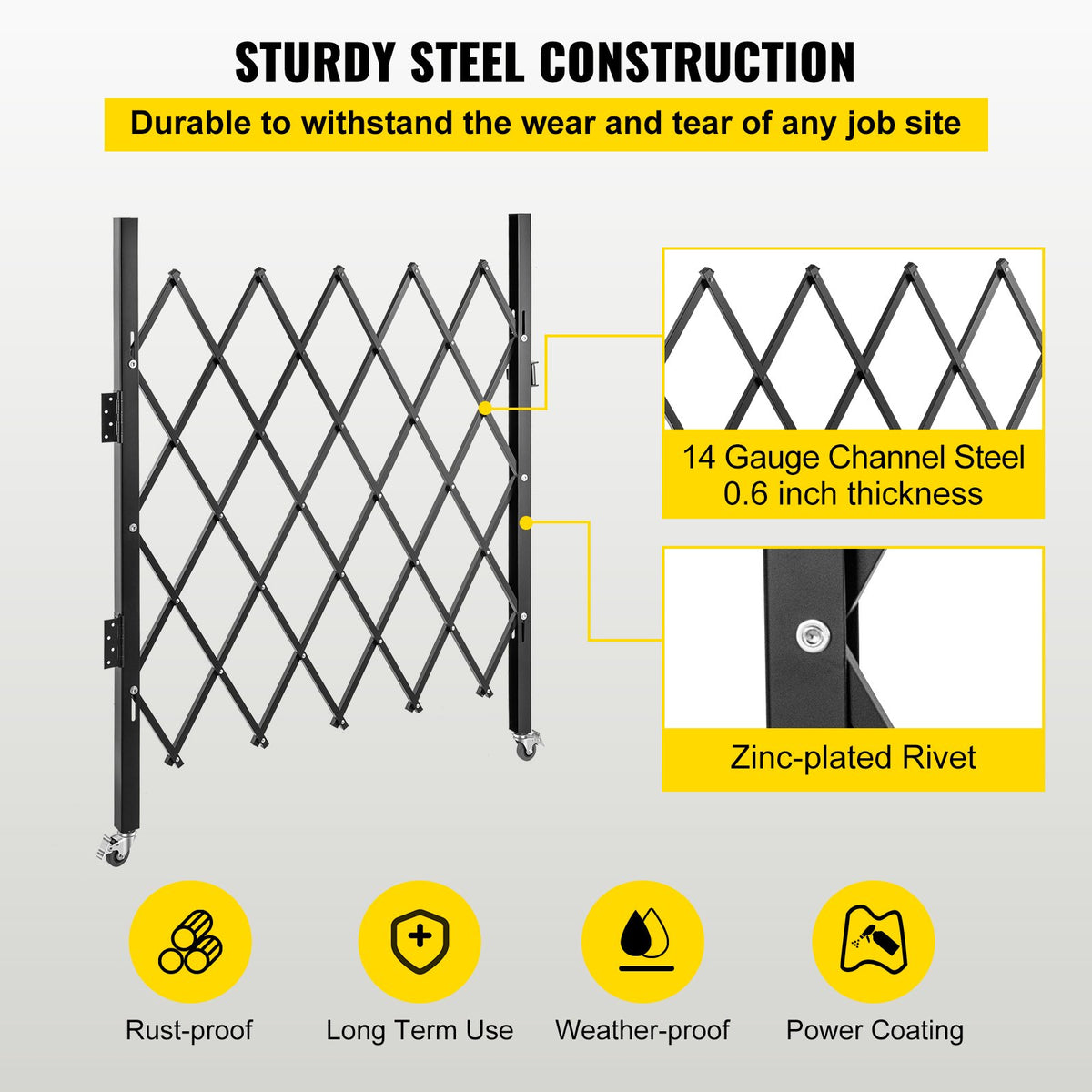 Folding Security Gate | Single 48"H x 66"W Steel Scissor Gate