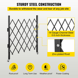 Folding Security Gate | Single 48"H x 66"W Steel Scissor Gate
