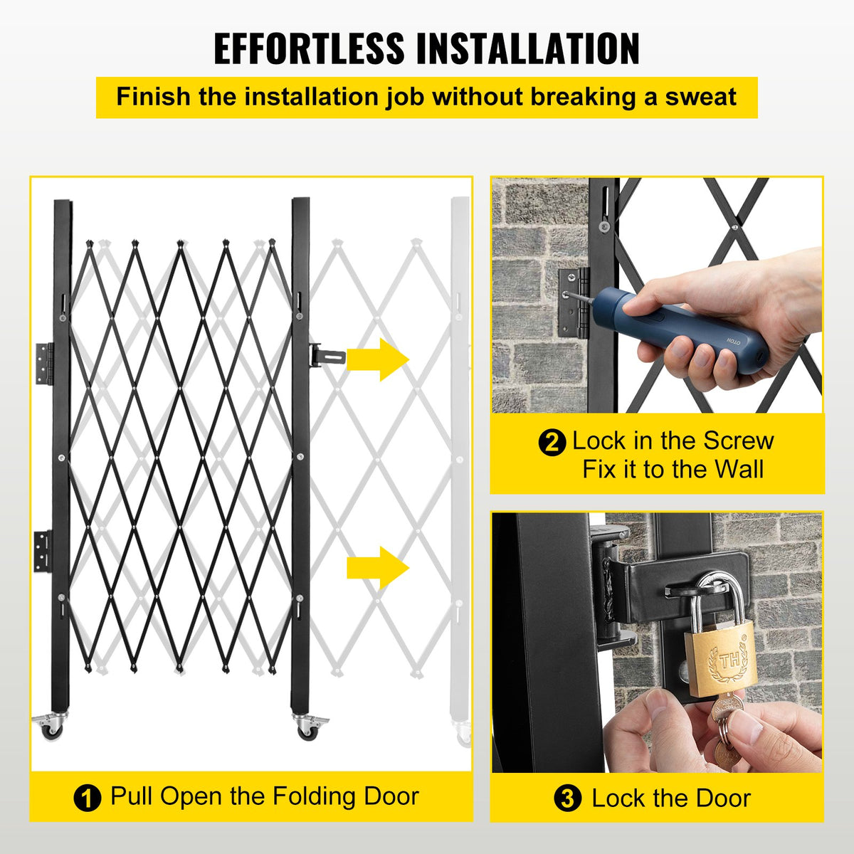 Folding Security Gate | Single 48"H x 66"W Steel Scissor Gate
