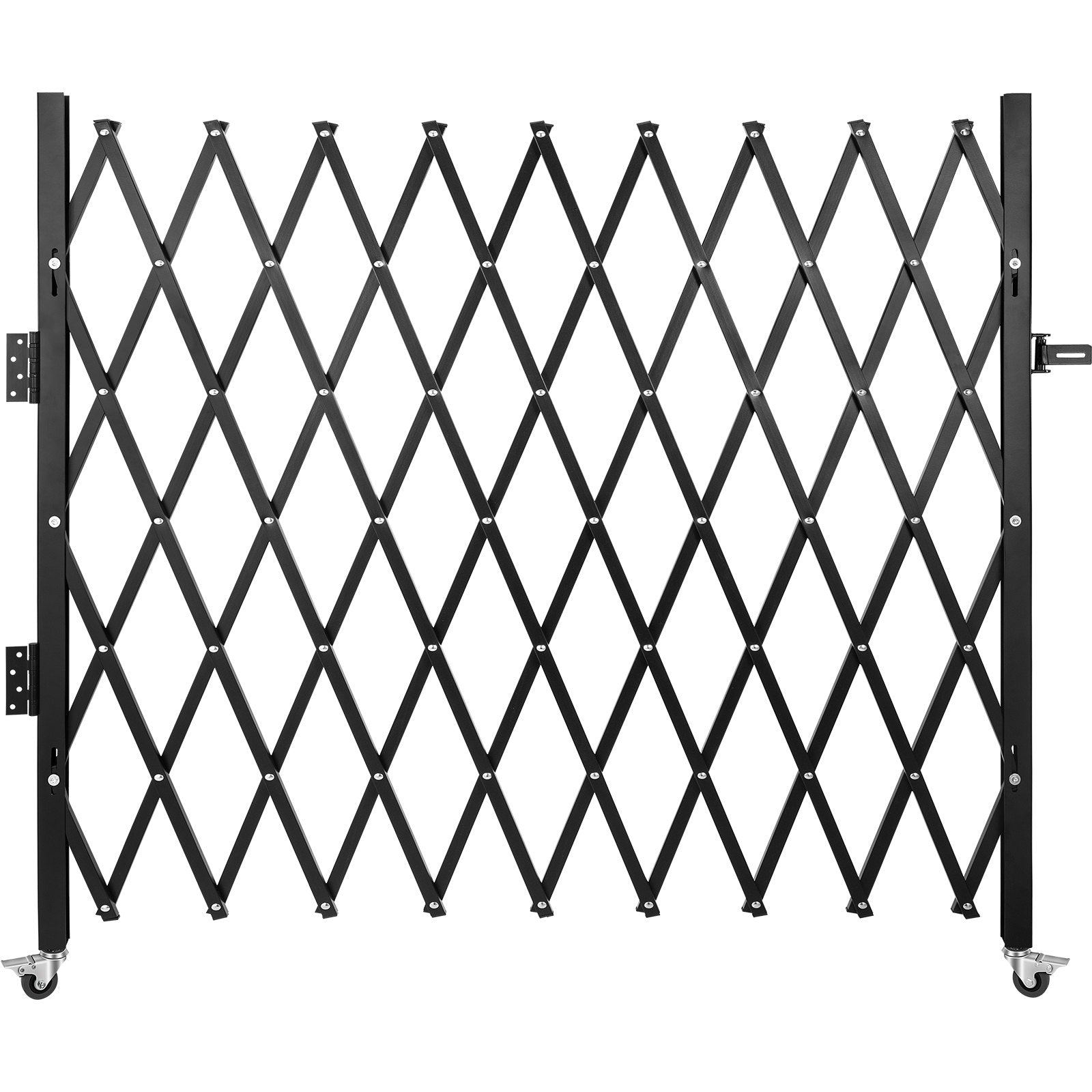 Single Folding Security Gate 85"H x 95"W | Steel Accordion Expandable Door with Padlock | Rolling Barricade for Commercial Security