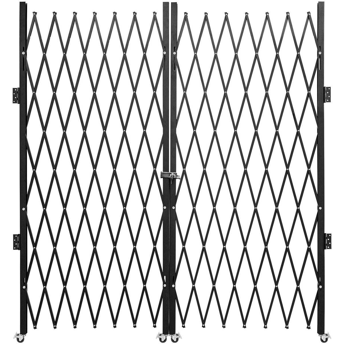 Folding Security Gate | Double Scissor Door Barrier | 5.1' H x 10.2' W Expandable Steel Design