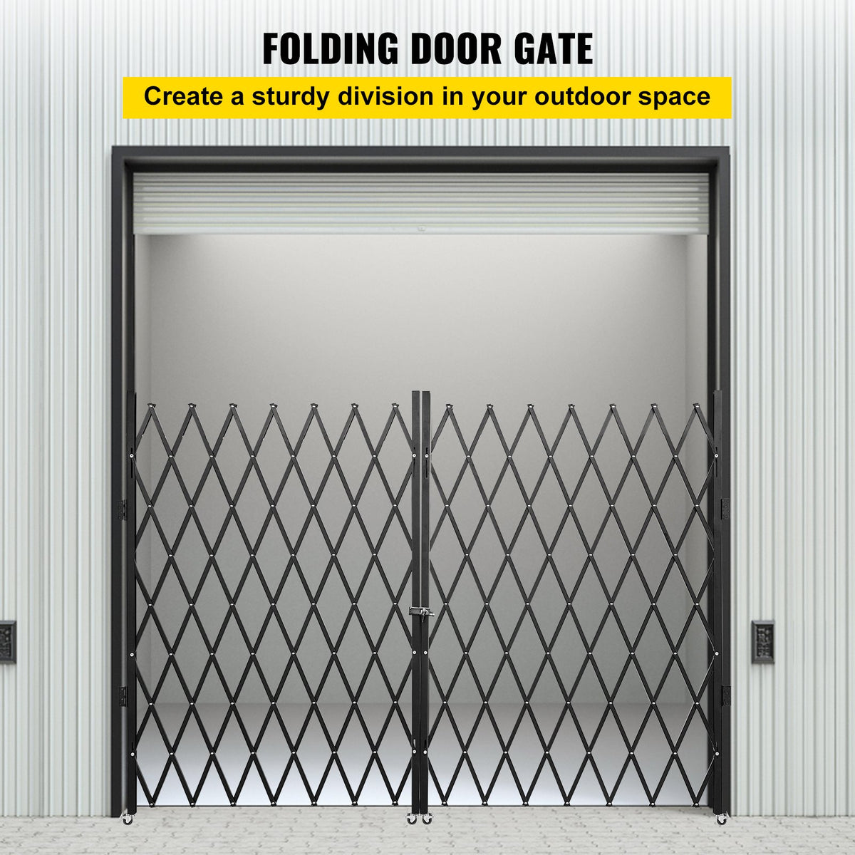 Folding Security Gate | Double Scissor Door Barrier | 5.1' H x 10.2' W Expandable Steel Design