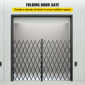 Folding Security Gate | Double Scissor Door Barrier | 5.1' H x 10.2' W Expandable Steel Design