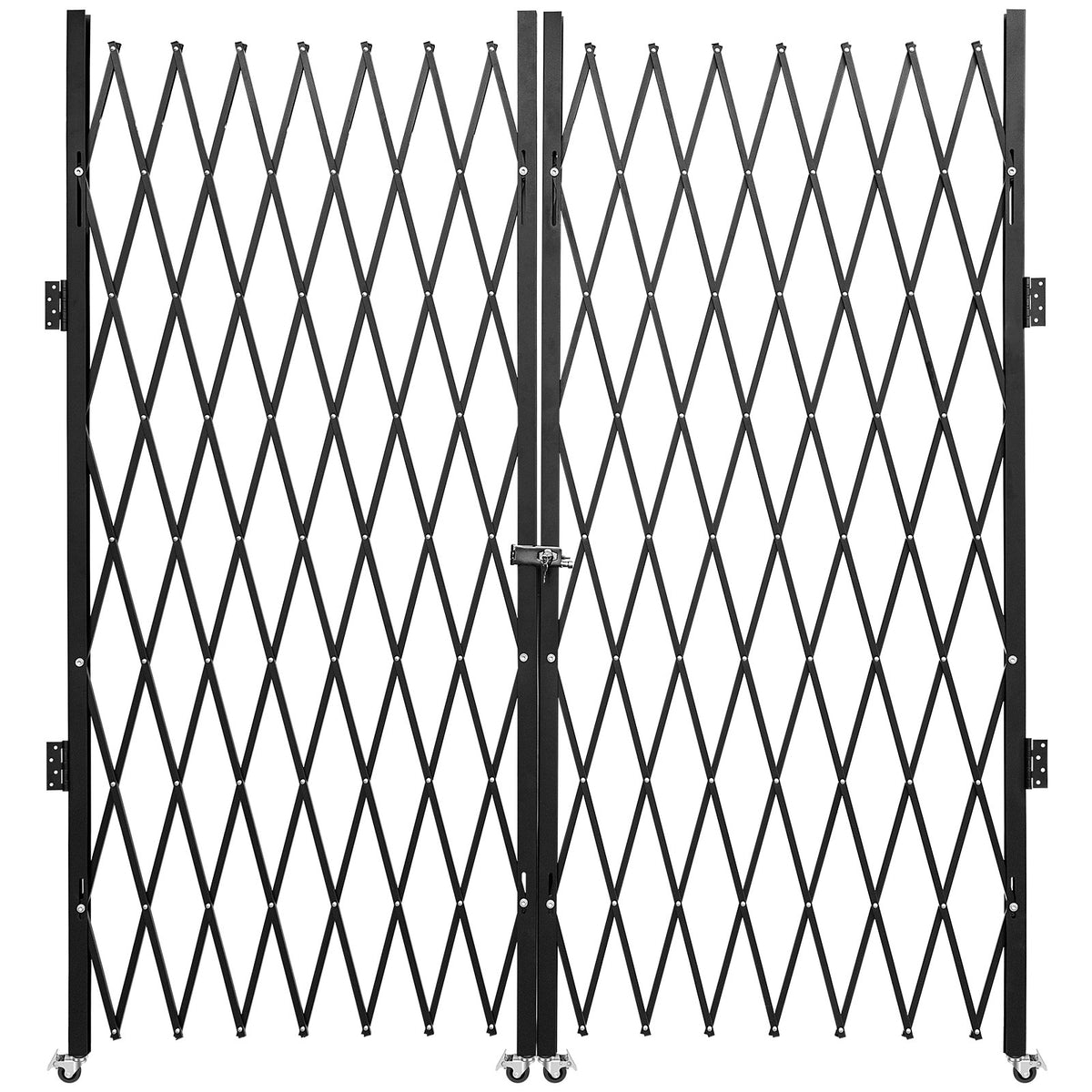 Folding Security Gate | Double Scissor Door Barrier | 5.1' H x 10.2' W Expandable Steel Design