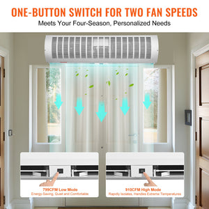 Commercial Indoor Air Curtain 0.9m | 2 Speeds 2038m³/h | UL Certified Over Door Fan with Limit Switch | Unheated Design
