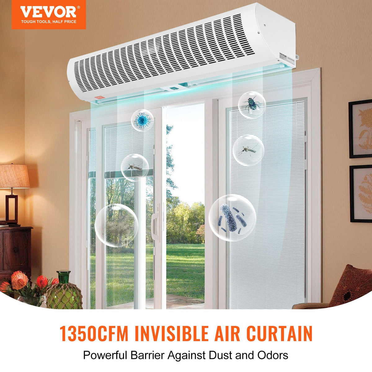 Commercial Air Curtain 1.1m | 2-Speed 2292m³/h | UL Certified Wall-Mount Indoor Over-Door Fan