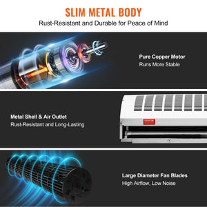 Commercial Air Curtain 1.1m | 2-Speed 2292m³/h | UL Certified Wall-Mount Indoor Over-Door Fan