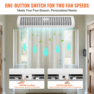 Commercial Air Curtain 1.2m | 2-Speed 2802m³/h | UL Certified Wall-Mount Indoor Over-Door Fan