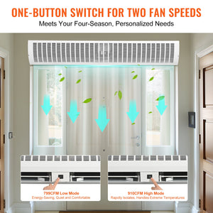 Commercial Indoor Air Curtain 1.5m | 2 Speeds 3566m³/h | UL Certified Over Door Fan with Limit Switch | Unheated Model for Shops & Restaurants