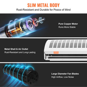 Commercial Indoor Air Curtain 1.5m | 2 Speeds 3566m³/h | UL Certified Over Door Fan with Limit Switch | Unheated Model for Shops & Restaurants