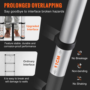 Telescoping Ladder | 12.5ft Aluminum Multi-Purpose Extension Ladder