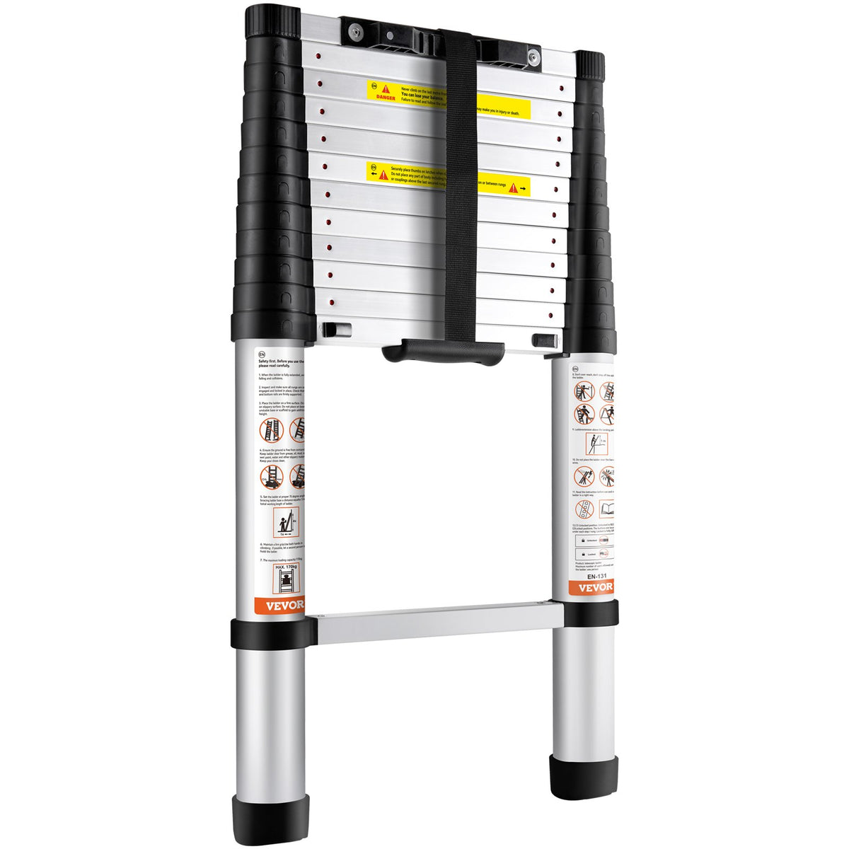 Telescoping Ladder | 12.5ft Aluminum Multi-Purpose Extension Ladder