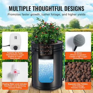 DWC Hydroponics Grow System | 1-Bucket 20L | Deep Water Culture with Top Drip