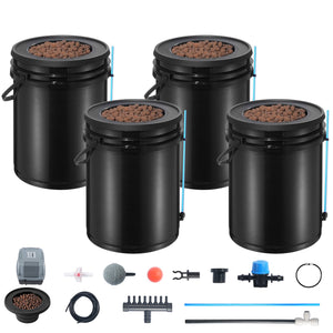 Hydroponics Grow System | DWC with 4 Buckets & Top Drip
