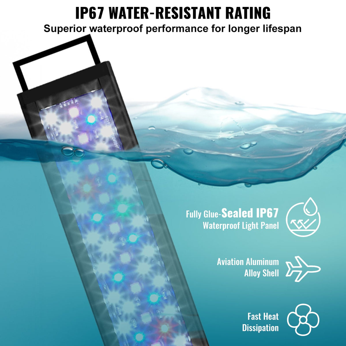 Aquarium Light 48W | Full Spectrum LED with Timer & Adjustable Brightness | Fits 48"-54" Planted Tanks