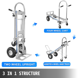 Aluminum Hand Truck | 3-in-1 Folding Convertible Dolly