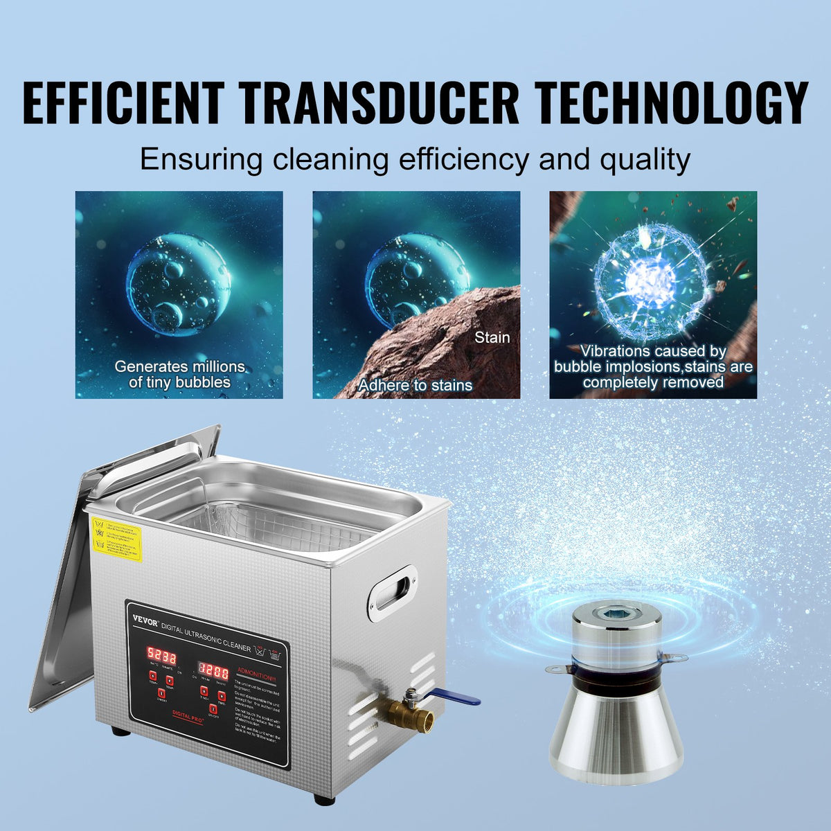 Ultrasonic Cleaner 10L | Digital Timer & Heated Tank | Stainless Steel Cleaning Machine for Jewellery, Glasses & Small Parts