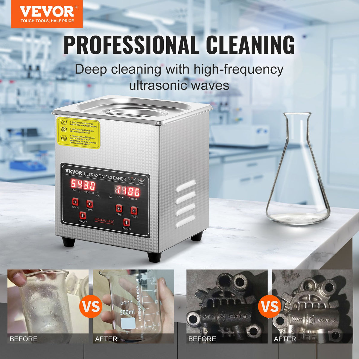 Ultrasonic Cleaner | 2L Stainless Steel Jewelry Cleaning Machine with Heater & Timer | Professional Use