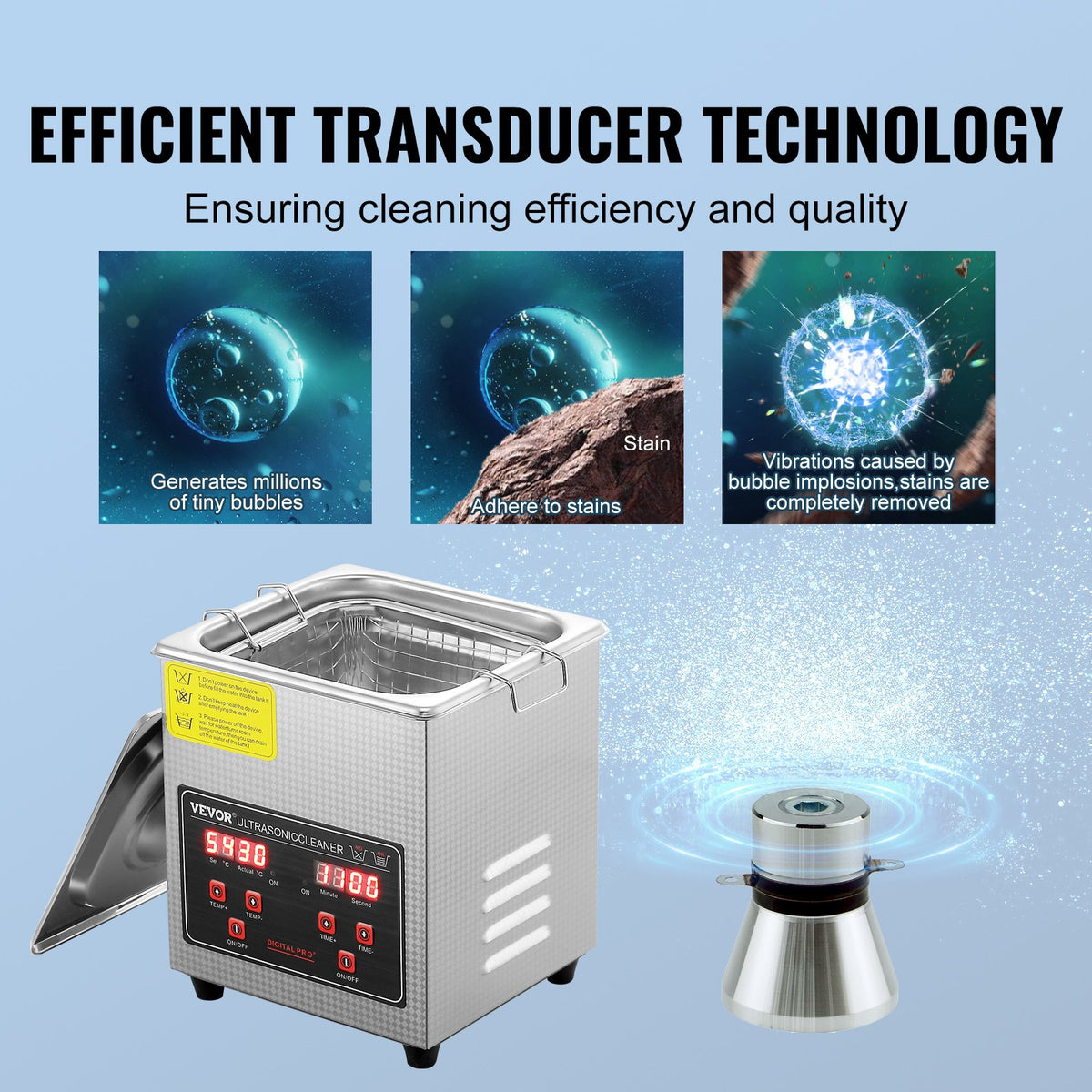 Ultrasonic Cleaner | 2L Stainless Steel Jewelry Cleaning Machine with Heater & Timer | Professional Use