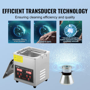 Ultrasonic Cleaner | 2L Stainless Steel Jewelry Cleaning Machine with Heater & Timer | Professional Use
