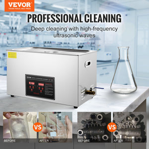 Ultrasonic Cleaner | 30L Stainless Steel Professional Heated Jewelry Cleaner with Timer
