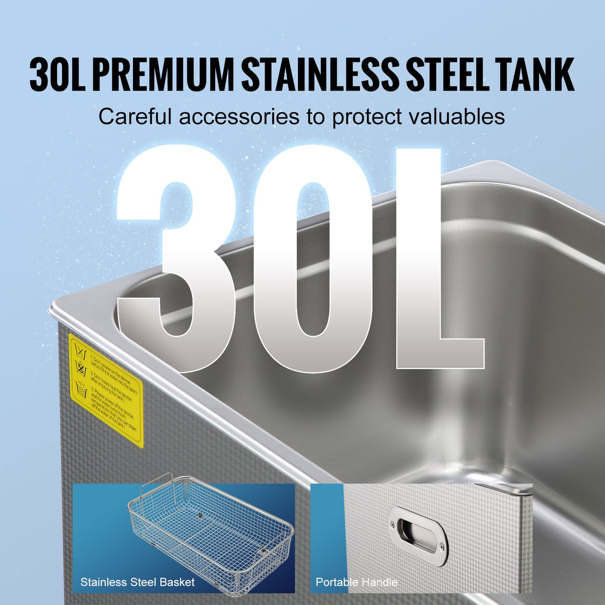 Ultrasonic Cleaner | 30L Stainless Steel Professional Heated Jewelry Cleaner with Timer