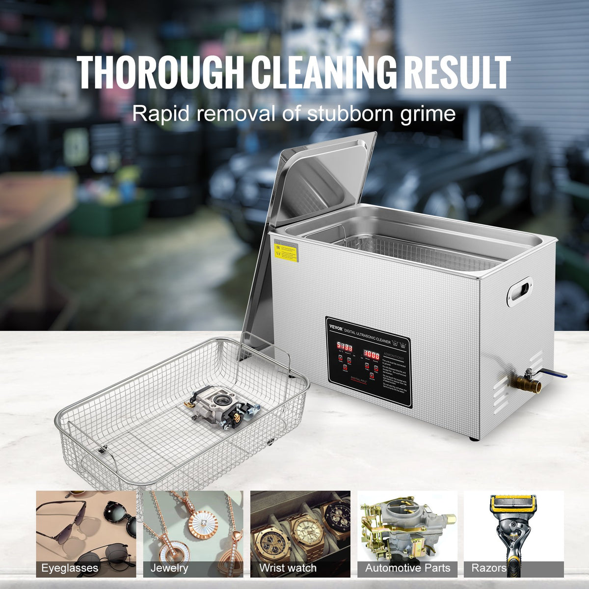 Ultrasonic Cleaner | 30L Stainless Steel Professional Heated Jewelry Cleaner with Timer