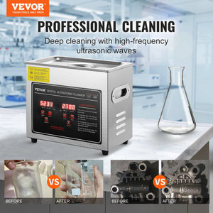 Ultrasonic Cleaner | 3L Stainless Steel Heated Jewelry Cleaning Machine with Timer
