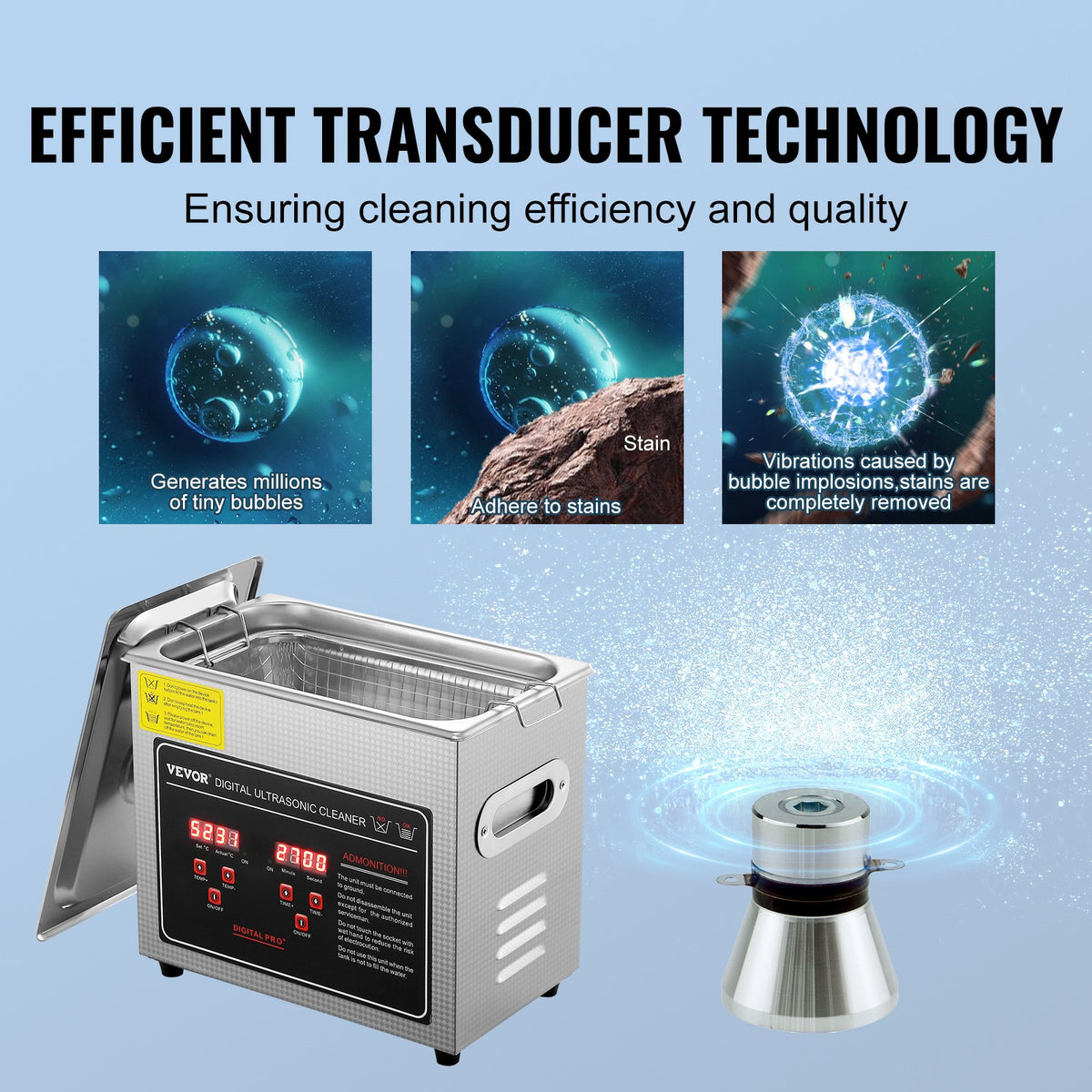 Ultrasonic Cleaner | 3L Stainless Steel Heated Jewelry Cleaning Machine with Timer