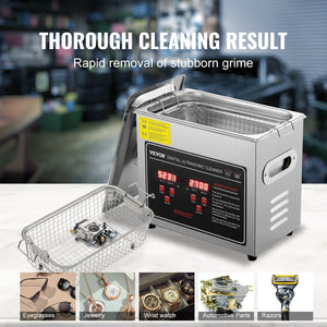 Ultrasonic Cleaner | 3L Stainless Steel Heated Jewelry Cleaning Machine with Timer