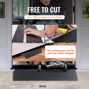 Cuttable Rubber Threshold Ramp 3cm Rise | 90cm Wide | Non-Slip Natural Rubber Entry Ramp with Double-Sided Tape | For Wheelchairs & Robots