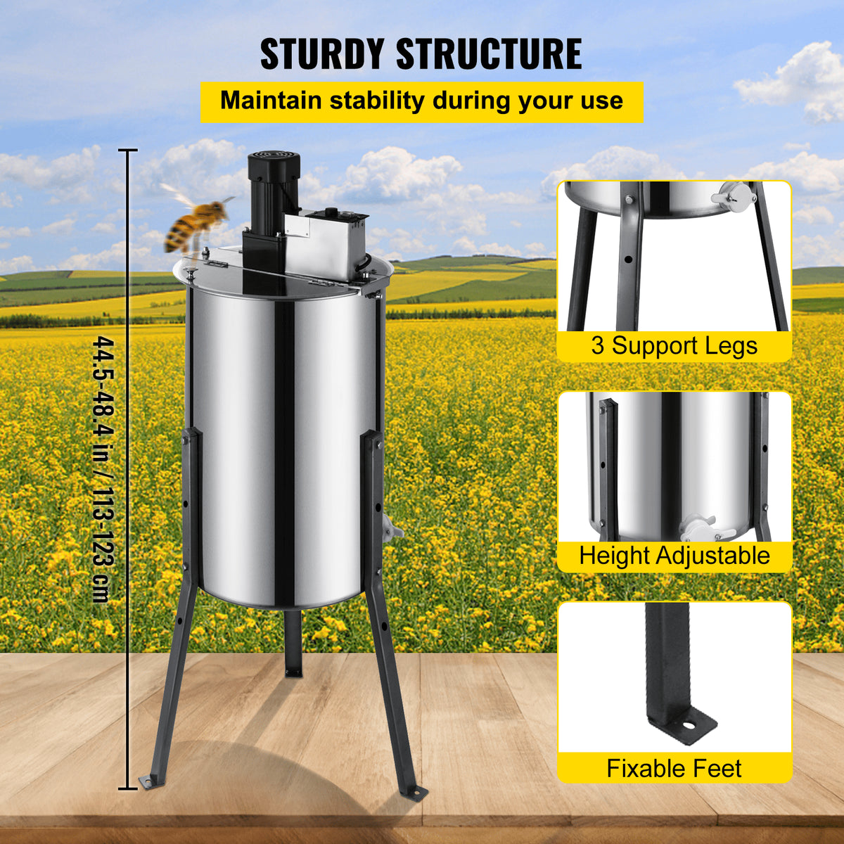 Electric Honey Extractor | 3/6 Frame Beekeeping Stainless Steel with Stand