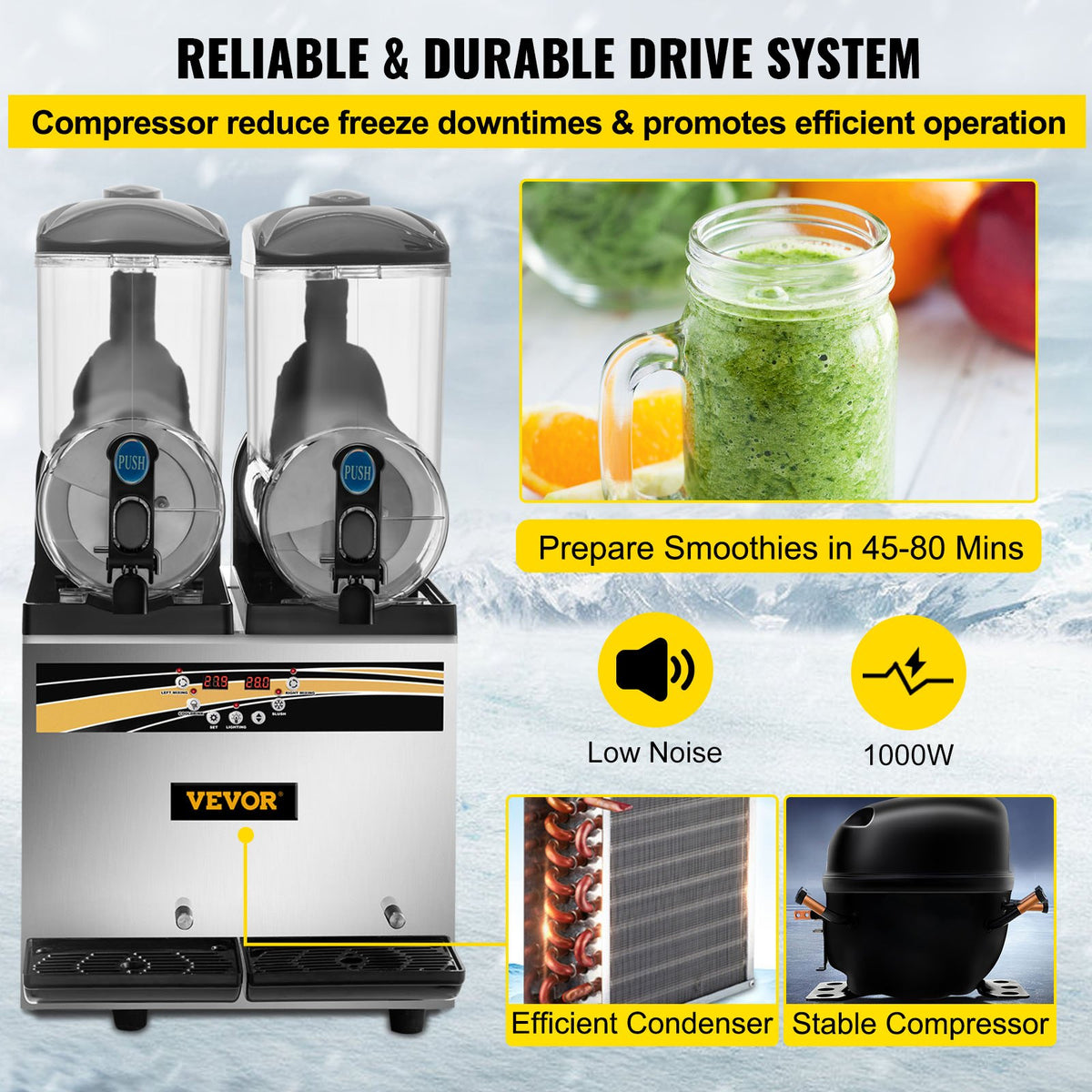 Slush Machine 2x15L | Commercial Frozen Drink & Margarita Maker