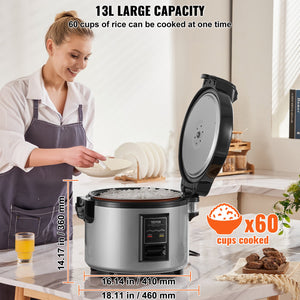 Commercial Rice Cooker 60 Cup 13L | Non-Stick Pot | Keep Warm Function | For Restaurants & Catering