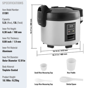 Commercial Rice Cooker 60 Cup 13L | Non-Stick Pot | Keep Warm Function | For Restaurants & Catering