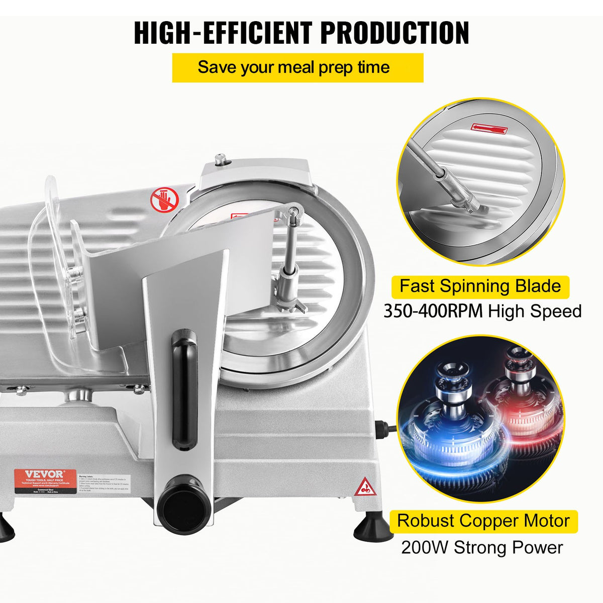 Commercial Meat Slicer 200W | 8" Carbon Steel Blade | Adjustable Thickness 0-12mm | For Home & Deli Use