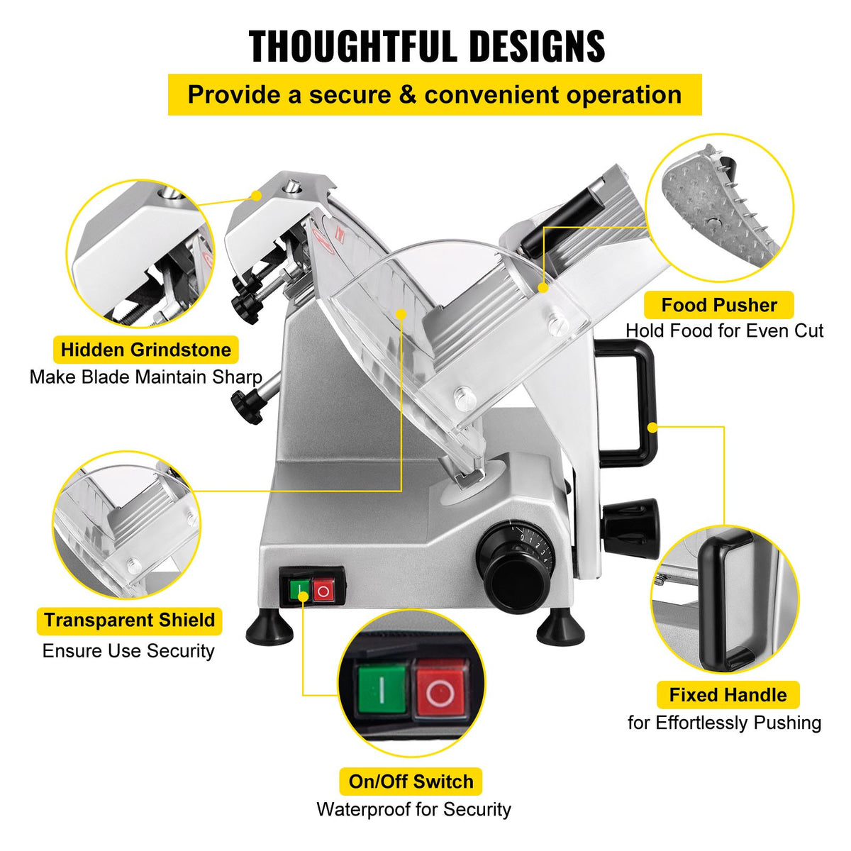Commercial Meat Slicer 200W | 8" Carbon Steel Blade | Adjustable Thickness 0-12mm | For Home & Deli Use