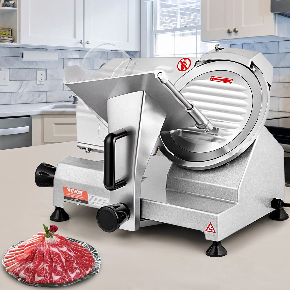 Commercial Meat Slicer 200W | 8" Carbon Steel Blade | Adjustable Thickness 0-12mm | For Home & Deli Use