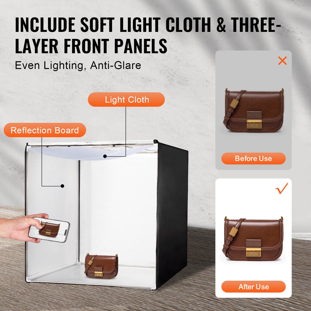 Photo Studio Light Box | 5600K with 210 LEDs | 100x100x100cm Large Shooting Tent