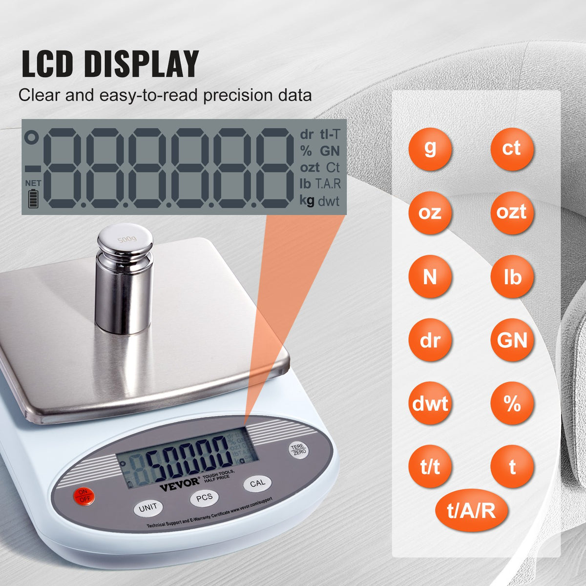 Analytical Balance 2000g x 0.01g | Precision Lab Scale with 13 Unit Conversions | Digital LCD Display