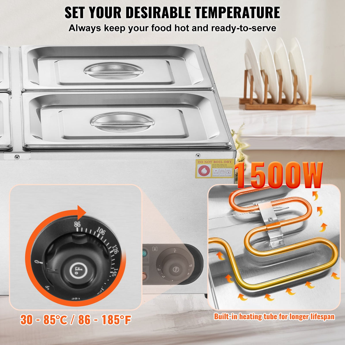 Buffet Food Warmer | 4x8Qt Countertop Bain Marie