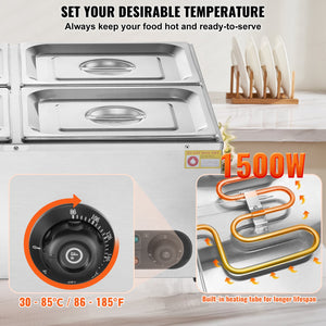 Buffet Food Warmer | 4x8Qt Countertop Bain Marie