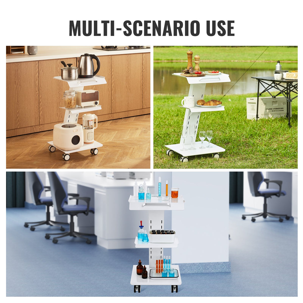 Dental Trolley Cart | 3-Layer Mobile Rolling Cart with Socket