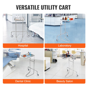 Stainless Steel Lab Cart | Single Tray with 2 Silent Wheels