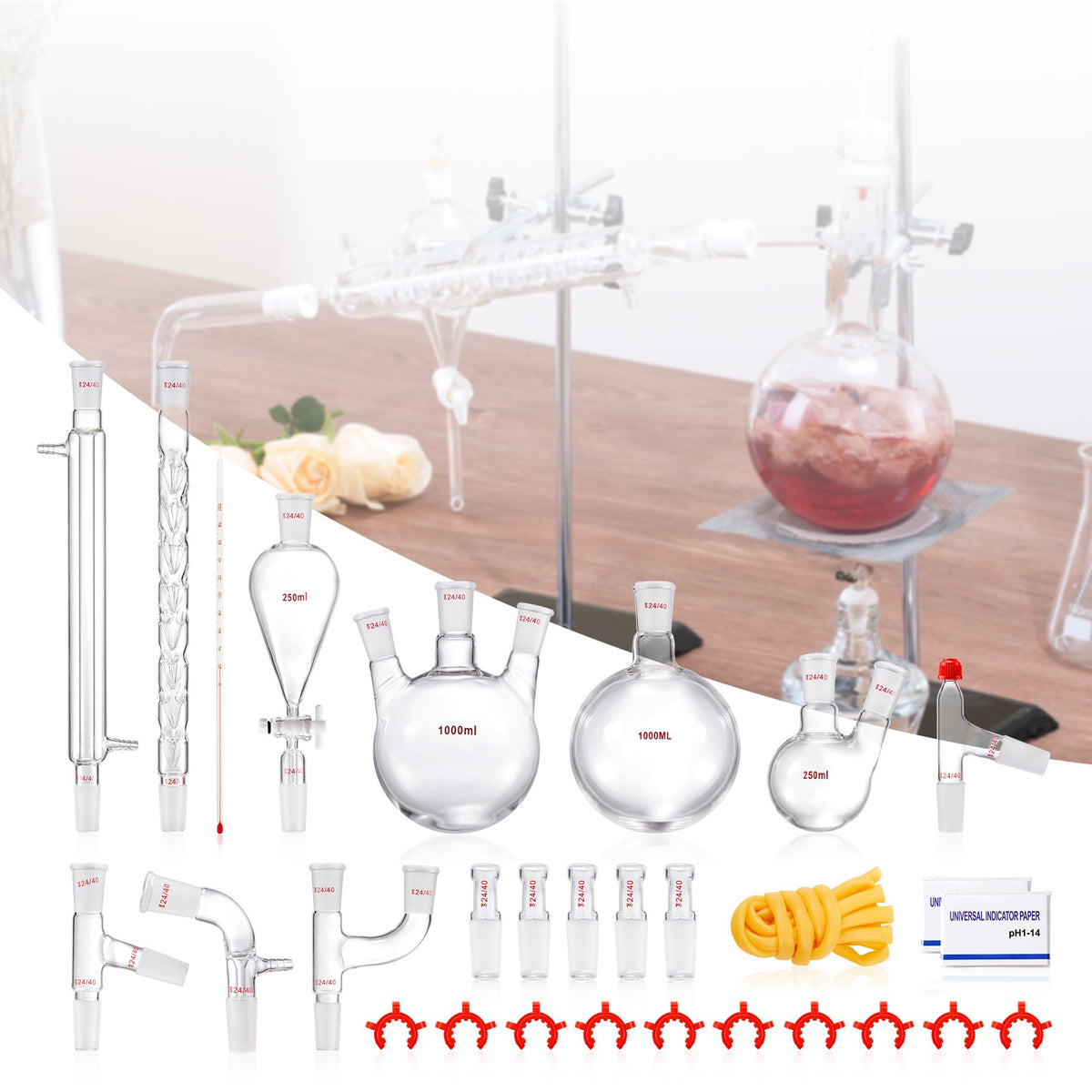 Distillation Kit | 1000ml 29-Piece Borosilicate Glass Lab Set