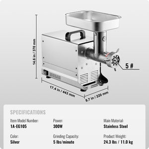 Meat Grinder | Commercial Electric 5 lbs/min Sausage Maker