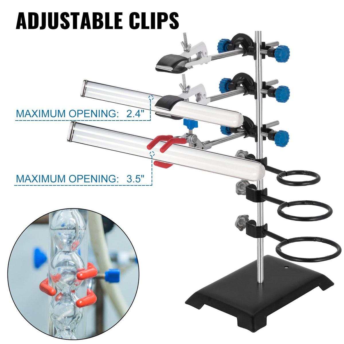 Laboratory Support Stand | 60cm Premium Iron Material | Flask Clamp & Condenser Clamp Kit