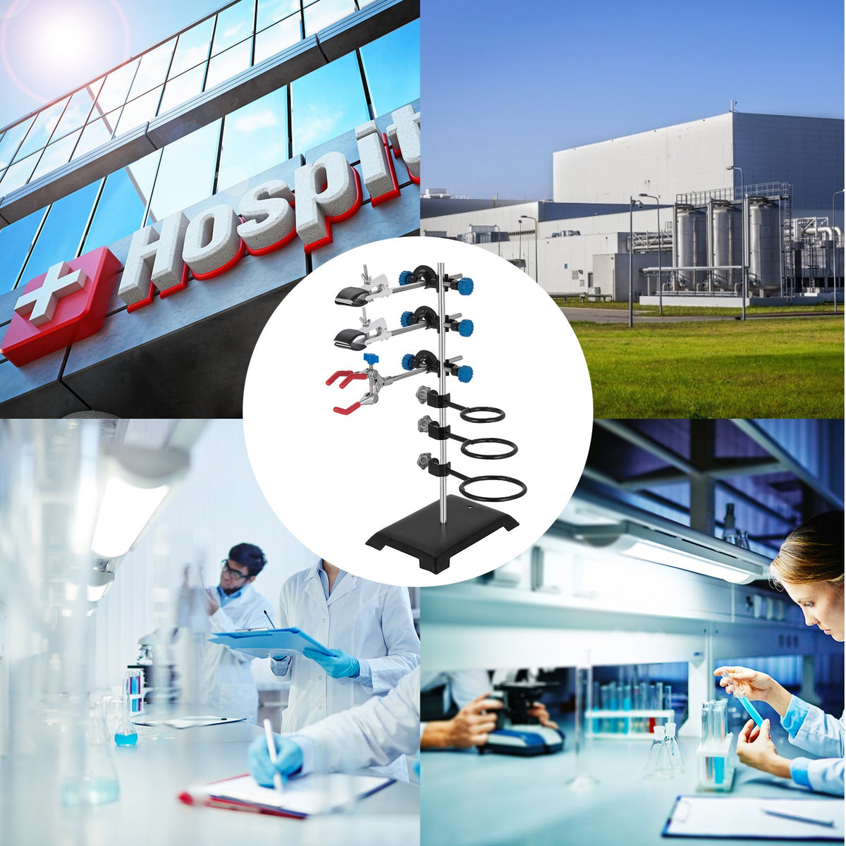 Laboratory Support Stand | 60cm Premium Iron Material | Flask Clamp & Condenser Clamp Kit